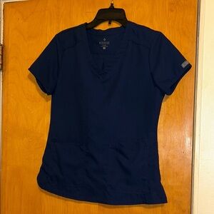 Med Couture Blue Fitted Cuffed Sleeve Tee
